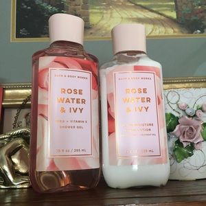 SET. Rose Water & Ivy. Body Lotion and Shower Gel.